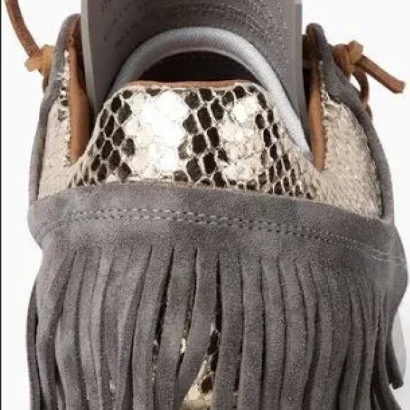 Esseutesse Grey Suede Fringe Sneakers - Picture 2 of 4